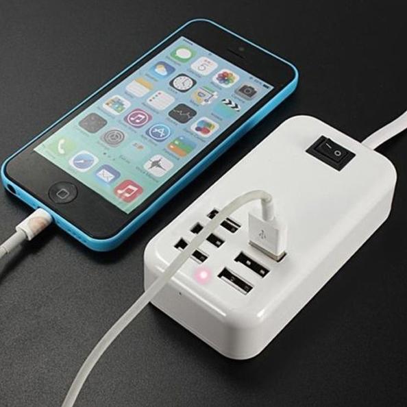 6-Ports USB-Powered Devices Wall Charger Power Adapter USB Power Adapter - Tophatter Daily Deals